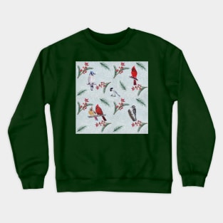 Birds and Berries Winter Holiday pattern Crewneck Sweatshirt